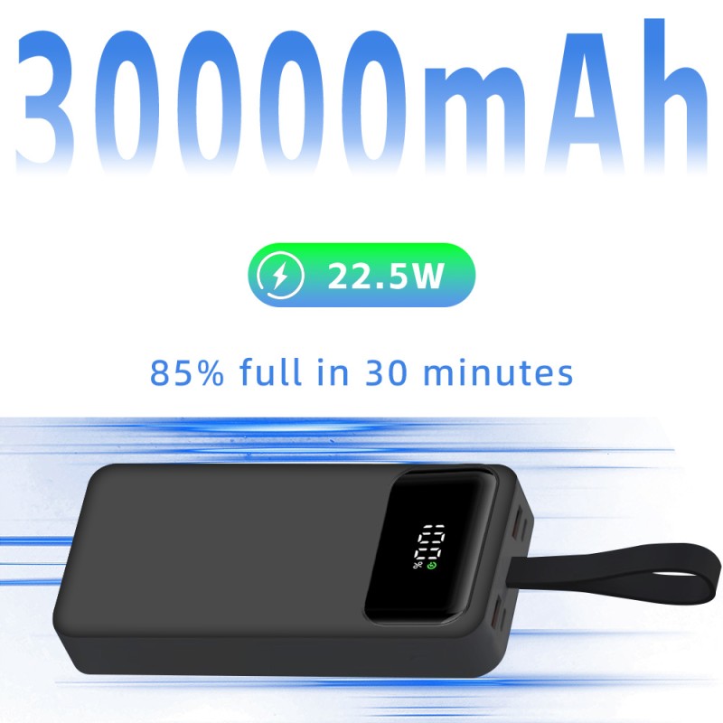 Power Bank Factory - 10000mAh LCD Built-in Cable OEM