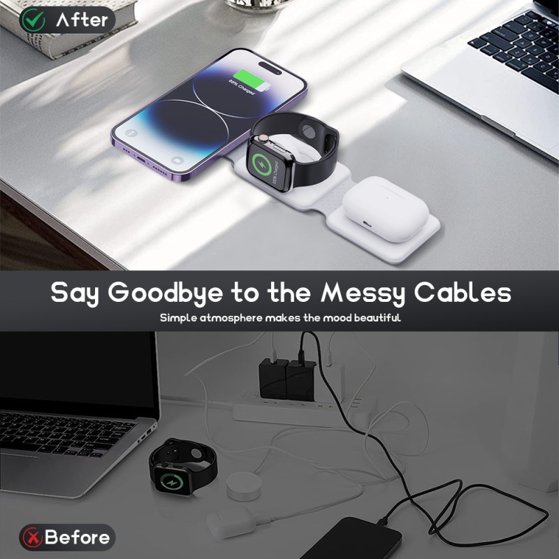 Wireless Charger Factory - 3-in-1 Foldable 15W Fast