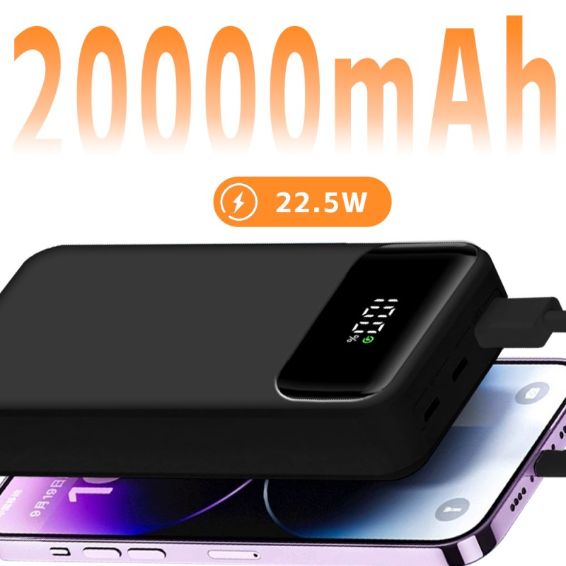Power Bank Factory - Bulk 20000mAh Built-in Cable OEM