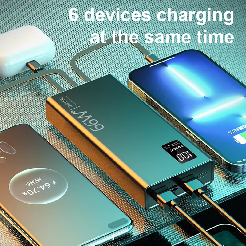 Power Bank Factory - OEM 20000mAh 4-in-1 Built-in Cable