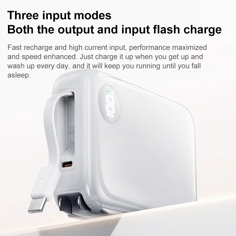 Power Bank Supplier - OEM 35W GaN Built-in Retractable Cable