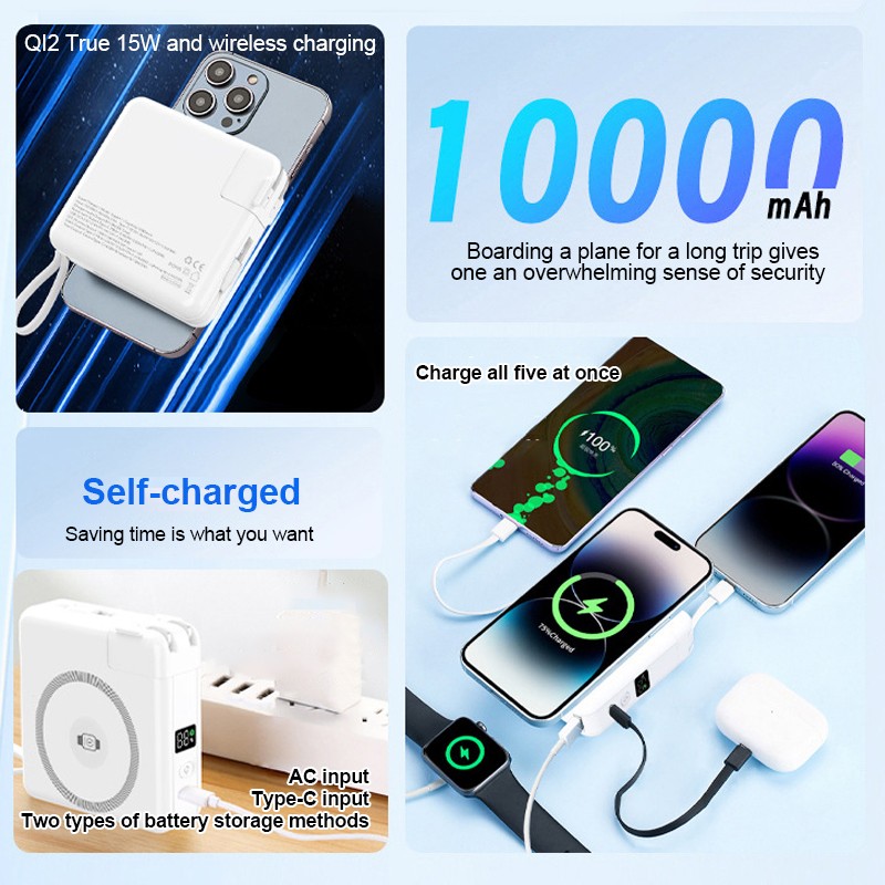Power Bank Factory - OEM 10000mAh Built-in Cable Foldable