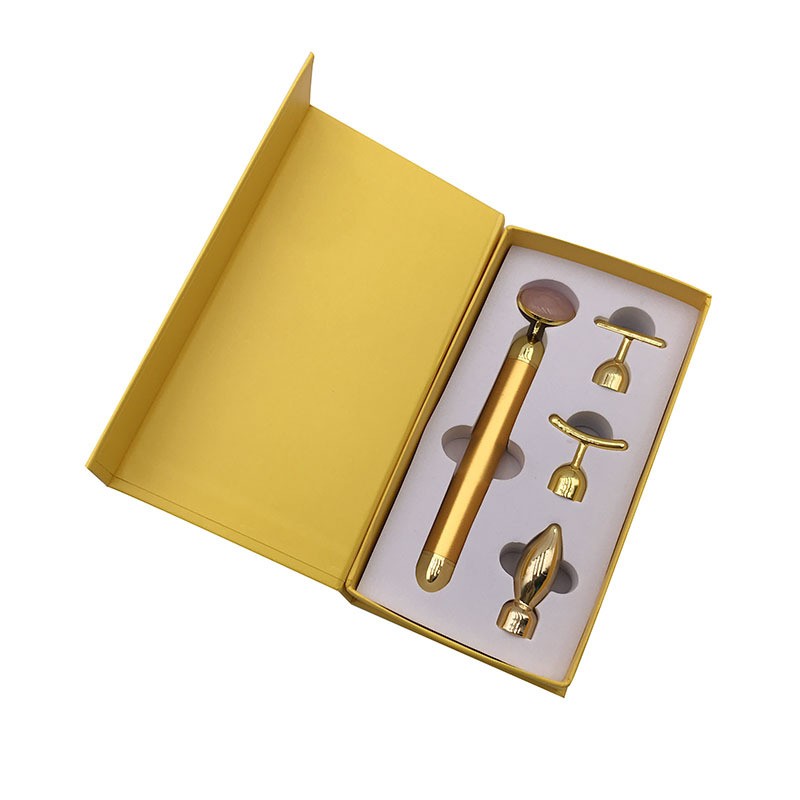 4 in 1 Electric Vibrating Jade Stone Roller Set with 4 Replaceable Heads Face Lifting Massager Stick 3d Roller and Gua Sha