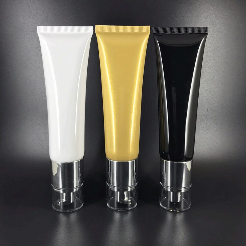 50g Vacuum Pump Head White Black Blue pink Yellow Tube BB Cream Foundation Liquid Squeeze Bottle High End Acrylic Cosmetic Tube