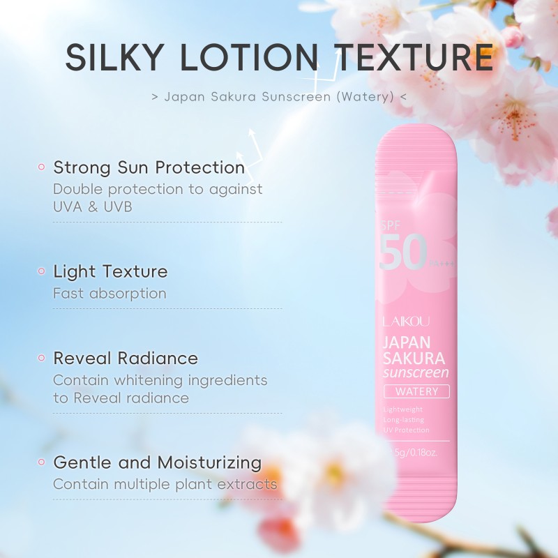 Sakura 5g Waterproof Moisture Face Cream for Adults Female UV Protection SPF 50 PA+++ Brightening Skin Care Sunscreen Sun Block