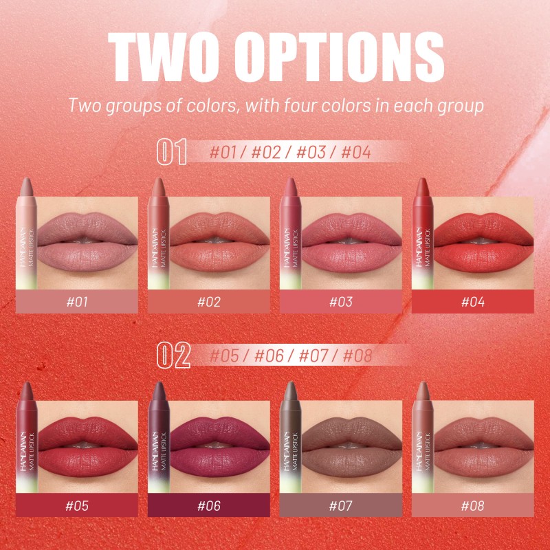 HANDAIYAN Smooth Matte 4 Colors Luxury Set Lip Liner Crayon Lipstick OEM Long Wear Pigmented Lips Makeup