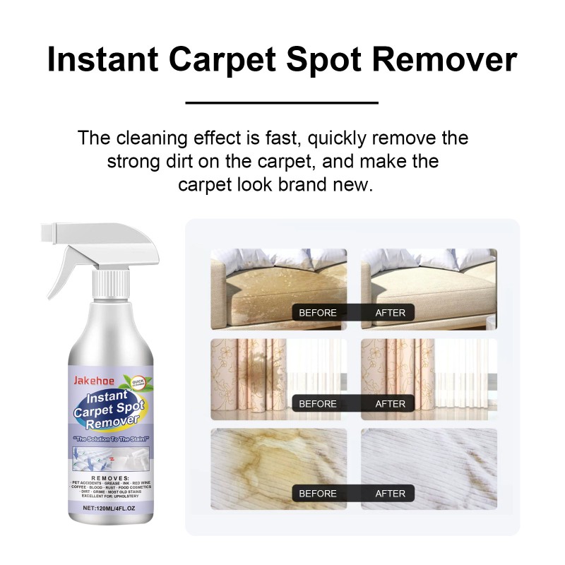 JAKEHOE Instant Carpet Spot Remover Cleaner Stains Removal Floor Cleaner Liquid 120ml