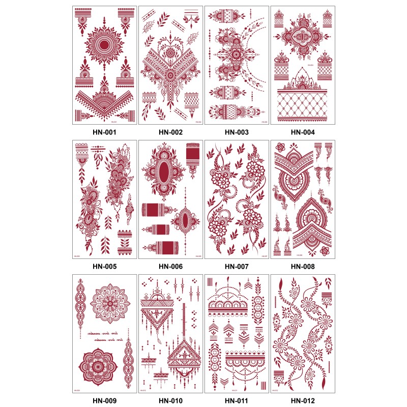 HN 500 Tattoo Designs in Shop Transfer Paper Burgundy Sexy Erogenous Lace Arm Finger Tattoo Sticker