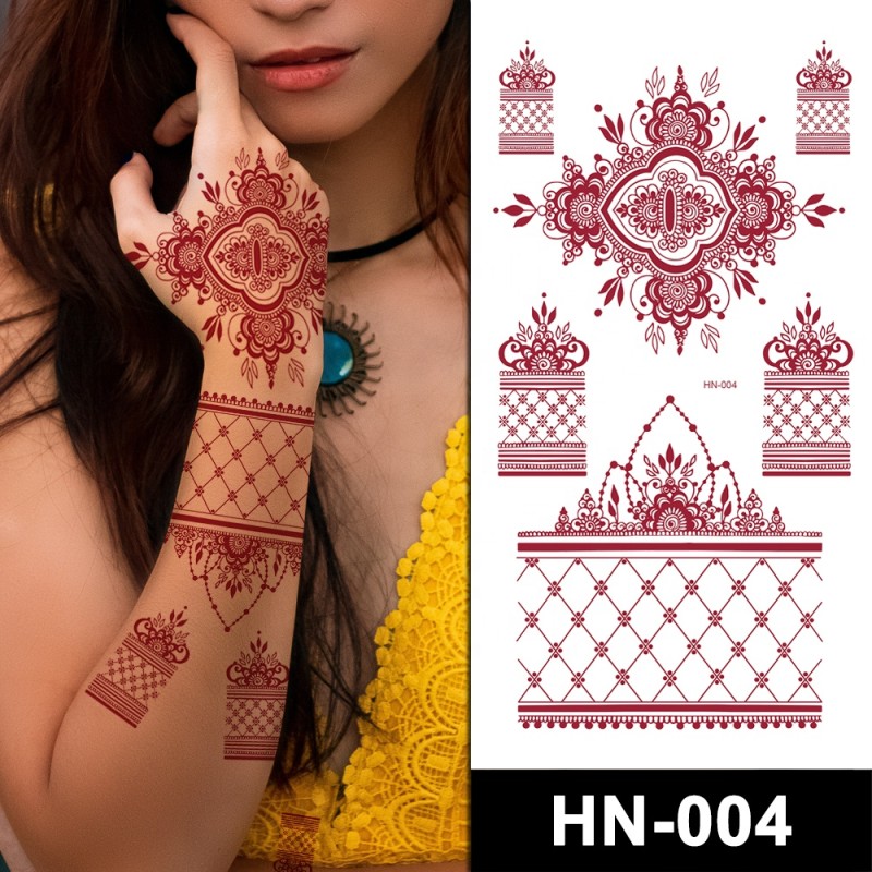 HN 500 Tattoo Designs in Shop Transfer Paper Burgundy Sexy Erogenous Lace Arm Finger Tattoo Sticker