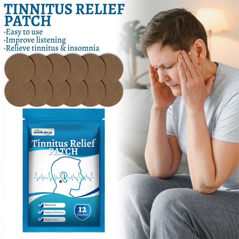 South Moon 12pcs Tinnitus Relief Patch Ear Tighteness Pain Hearing Loss Buzzing Upset Mental Breakdown Insomnia Relieving Patch