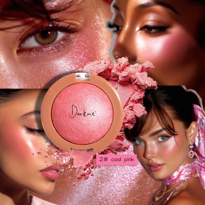 Baking Powder Pearlescent Blush High-gloss Brown Peach Terracotta Color Glitter Metallic Private Label Cosmetic Powder Makeup