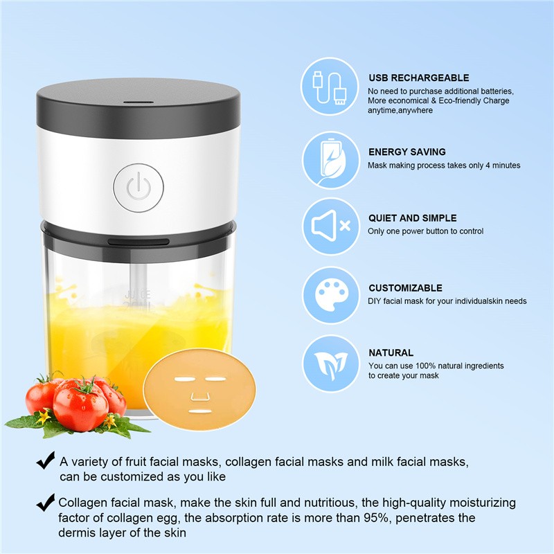 Home Travel DIY Fruit Mask Machine Vegetable Juice Collagen Face Mask Maker Rechargeable Facial Mask Equipment with Knife