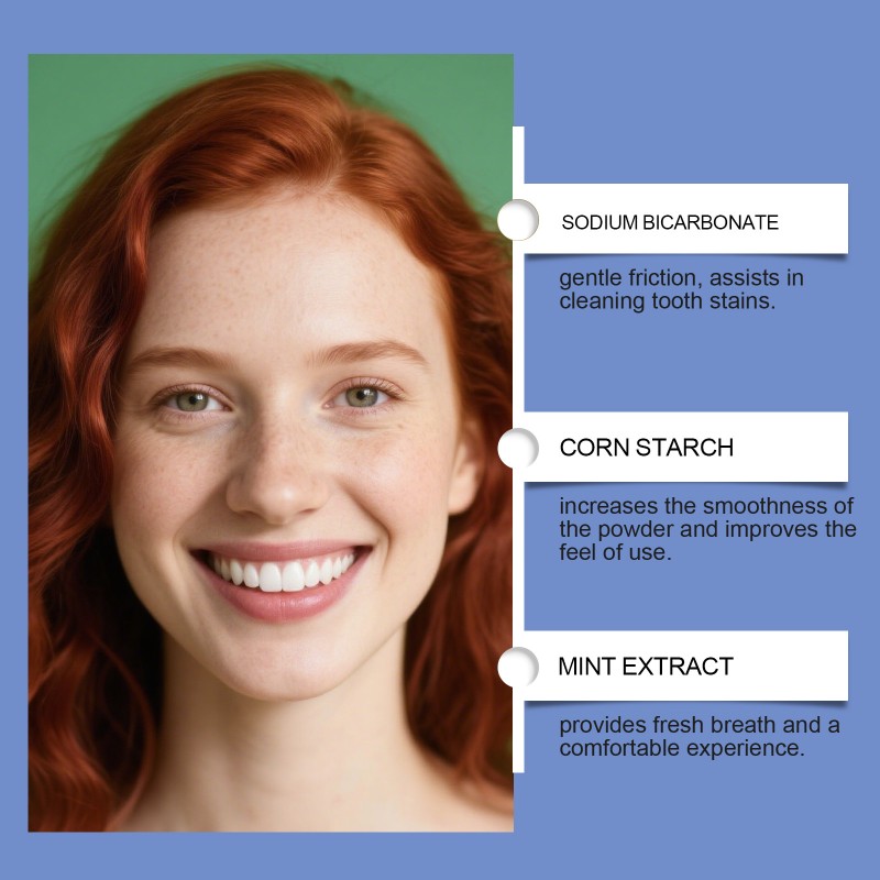 ORALHOE Whitens Teeth Frender Corn Starch Mint Extract Deep Cleaning Fresh Breath Tooth Powder Smooth Teeth With Spoon