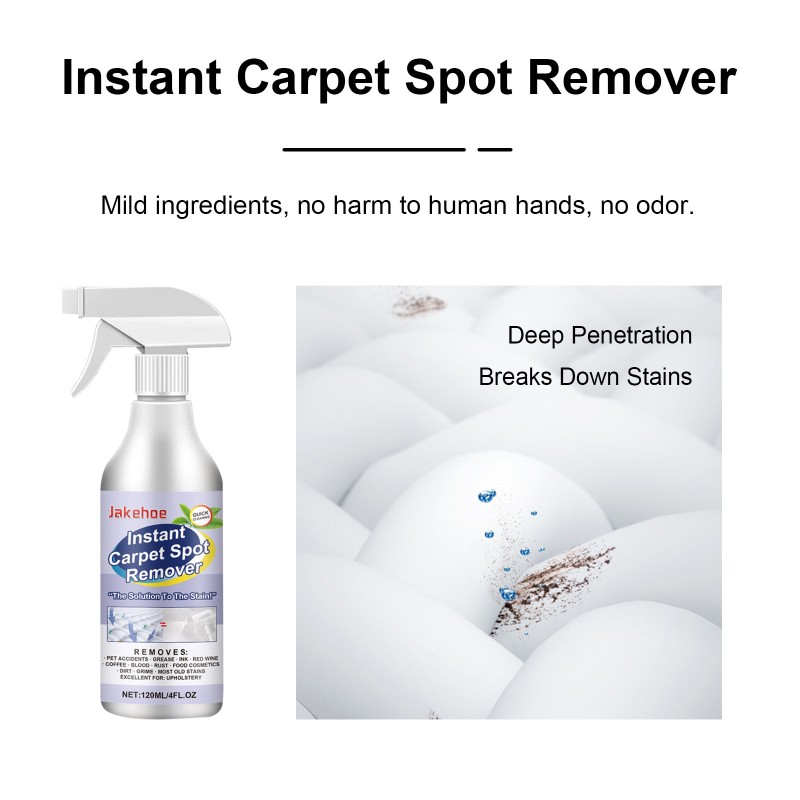 JAKEHOE Instant Carpet Spot Remover Cleaner Stains Removal Floor Cleaner Liquid 120ml