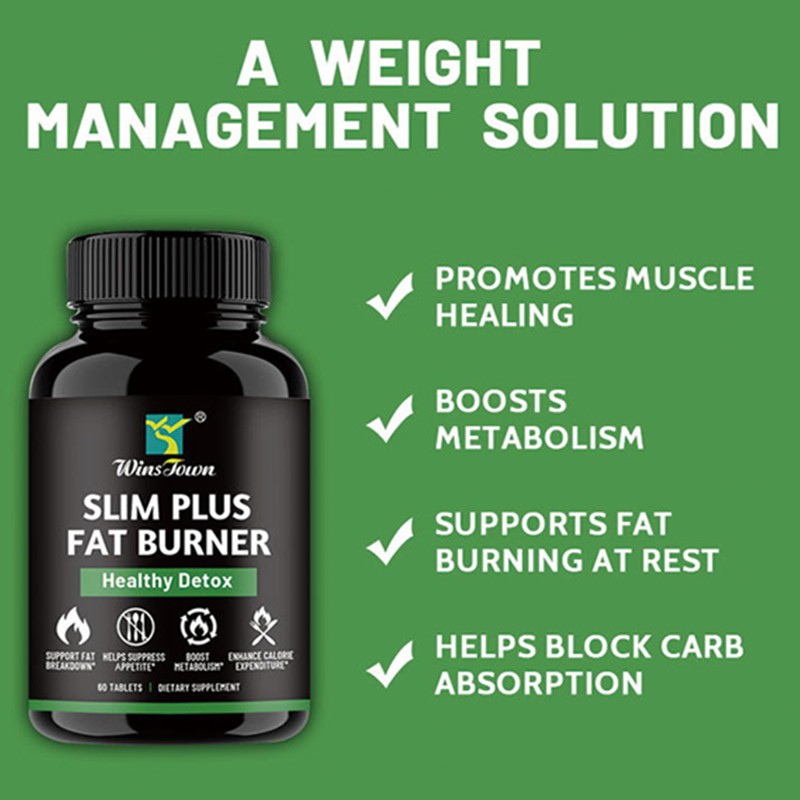 Wins Town 60pcs Slim Plus Fat burner Healthy Detox Energy Metabolism Boosting Appetite Suppressing Fat Burning Tablet