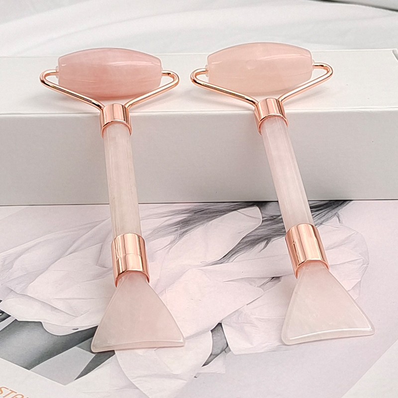 2 in 1 Double Heads V Face Shaping Anti Wrinkle Jade Facial Massager Jade Facial Mask Brush Eye Roller Ball Massaging Product