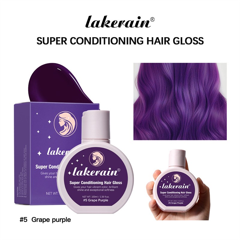 Lakerain 100ml Super Conditioning Hair Gloss Smoothing Hair Coloring Gloss Enhancing Brown Copper Purple Hair Coloring Wax