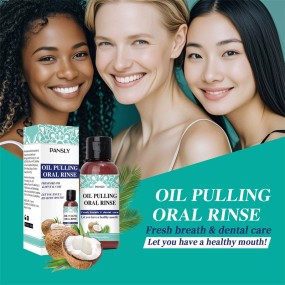 Pansly 50ml Oil Pulling Oral Rinse Breath Freshening Plaque Reducing Gums Strenghtening Yellow Teeth Removing Mouthwash