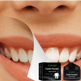 EELHOE 30g Activated Coconut Charcoal Teeth Whitening Powder Yellow Teeth Stains Bad Breath Removing Powder Whitener for Teeth