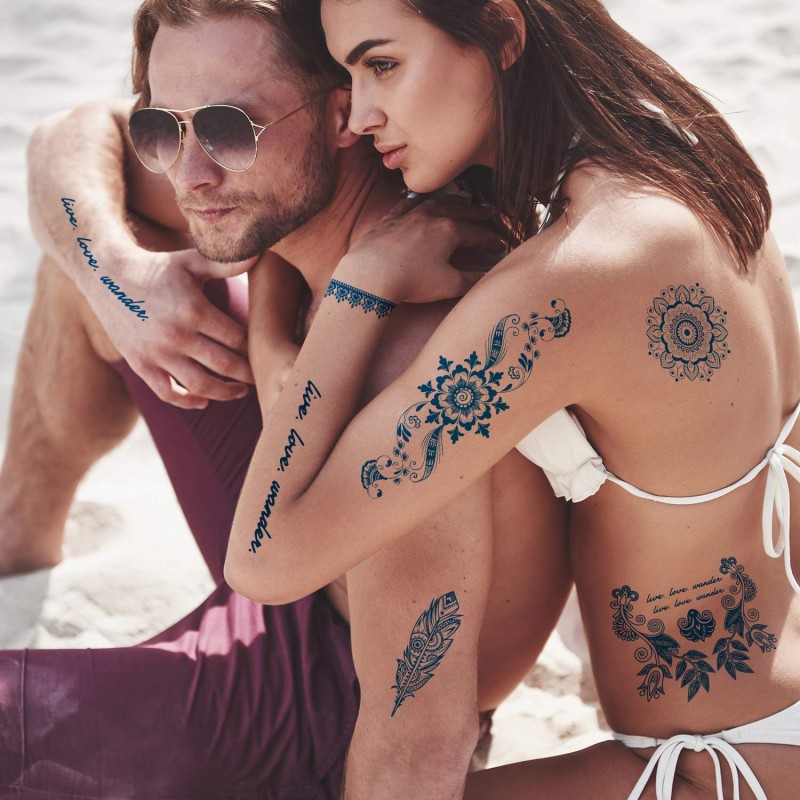 SPX Herbal Long Lasting 15 Days Tattoo Sticker for Man Custom Jagua Blue Genipa Semi Permanent Juice Tattoo 200 Design