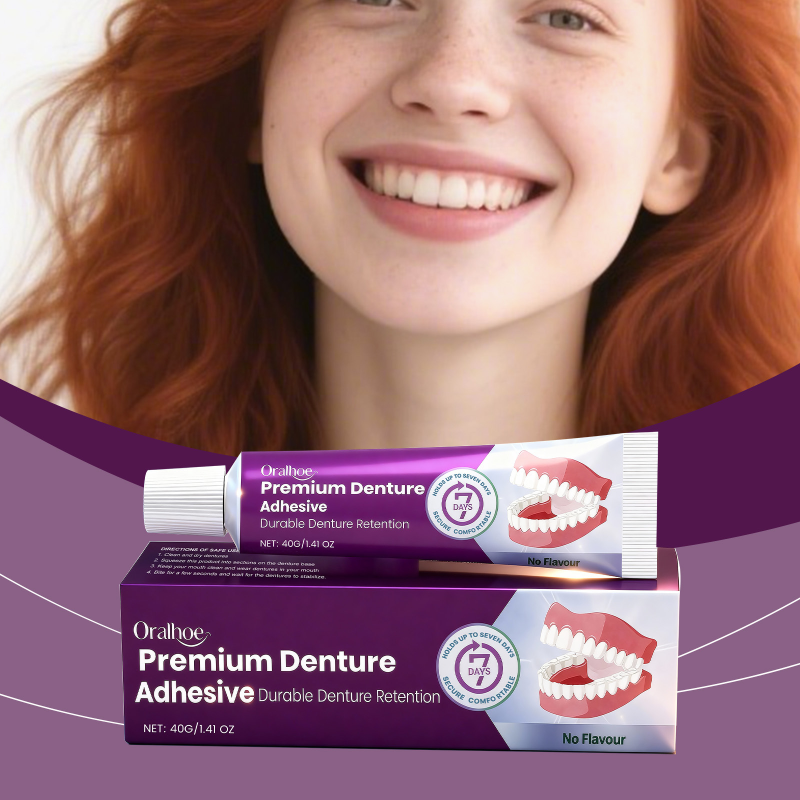 ORALHOE Denture Care Adhesive Cream Comfortable Natural Fit Dentures Glue for Aesthetics Enhances Smile Appearance