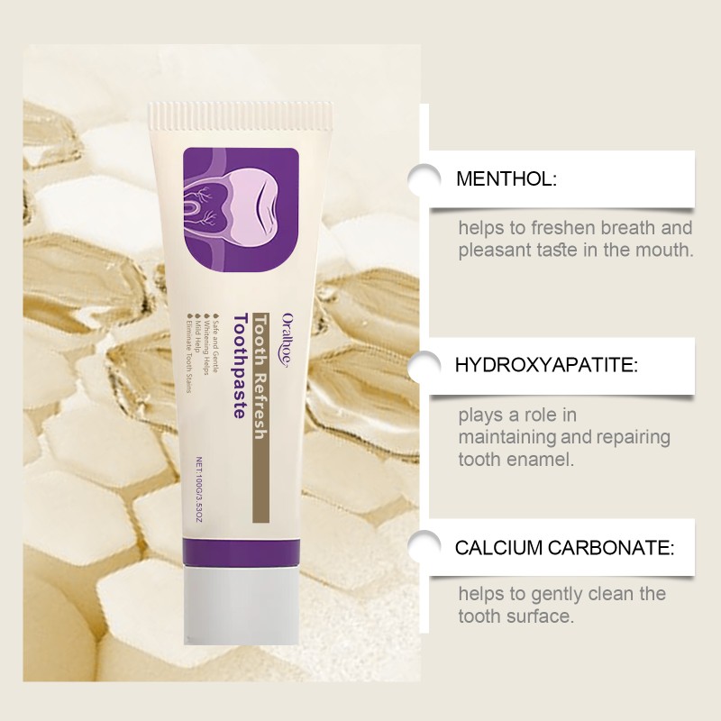 Oralhoe Tooth Refresh Natural Toothpaste Eliminate Tooth Stains Mint Flavor Enhance Gum Health Whiten Teeth