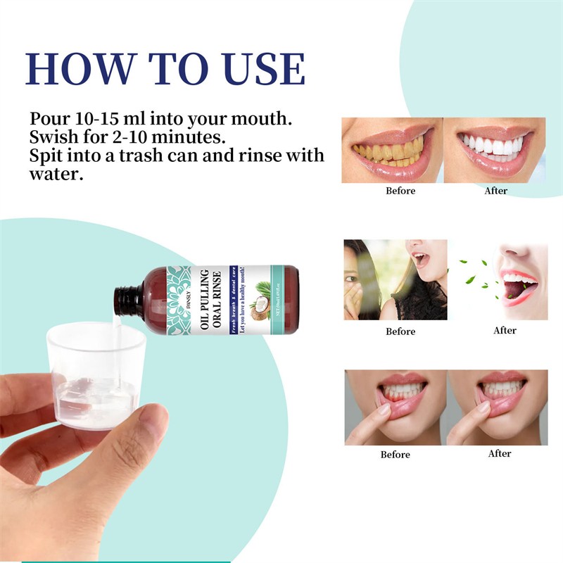 Pansly 50ml Oil Pulling Oral Rinse Breath Freshening Plaque Reducing Gums Strenghtening Yellow Teeth Removing Mouthwash