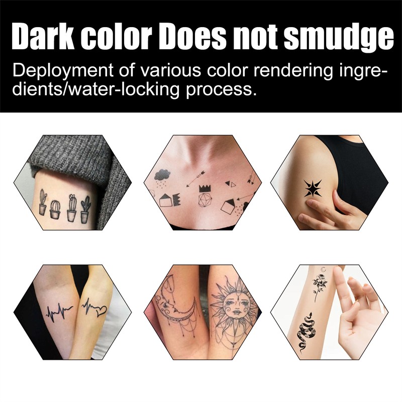 EELHOE 10ml Temporary Tattoo Fluid Black Waterproof Durable Long Lasting Fruit Juice Simulation Tattoo Liquid
