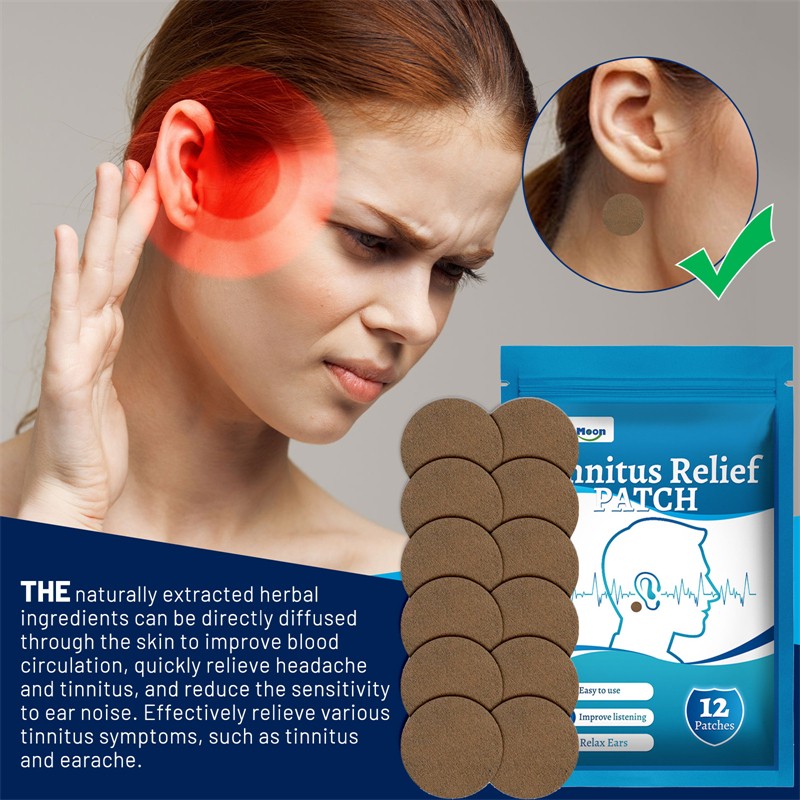 South Moon 12pcs Tinnitus Relief Patch Ear Tighteness Pain Hearing Loss Buzzing Upset Mental Breakdown Insomnia Relieving Patch