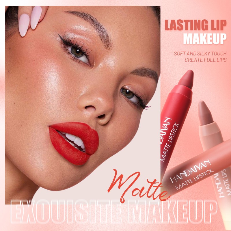 HANDAIYAN Smooth Matte 4 Colors Luxury Set Lip Liner Crayon Lipstick OEM Long Wear Pigmented Lips Makeup