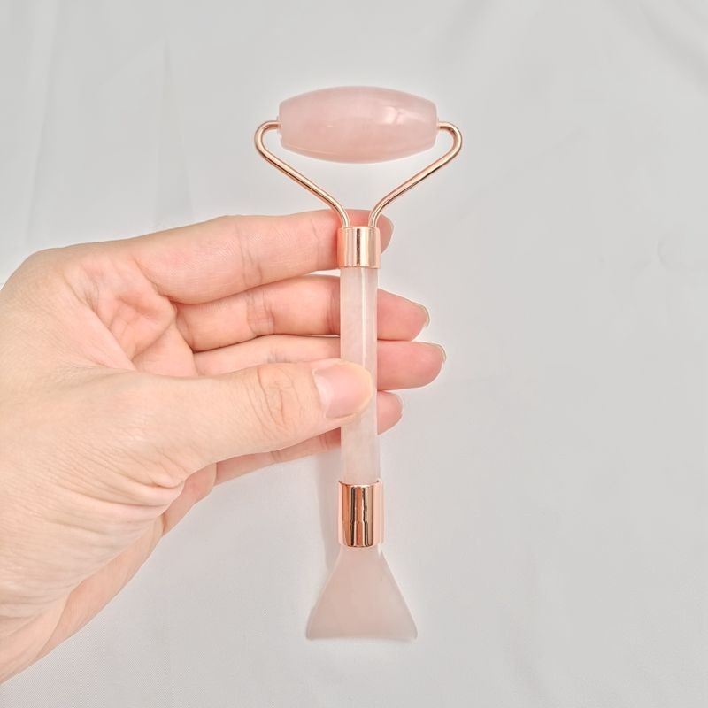 2 in 1 Double Heads V Face Shaping Anti Wrinkle Jade Facial Massager Jade Facial Mask Brush Eye Roller Ball Massaging Product