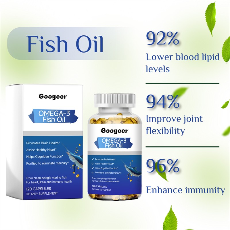 Googeer 120pcs Brain Health Promoting Healthy Heart Assisting Cognitive Function Improving omega 3 Fish Oil Capsules