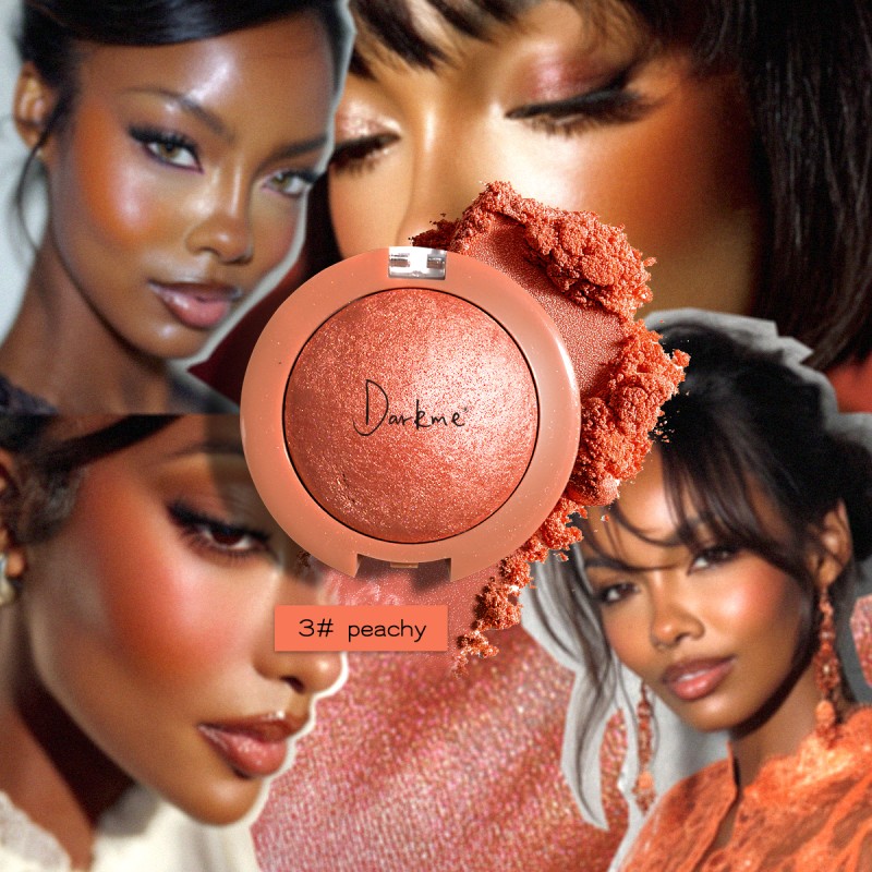 Baking Powder Pearlescent Blush High-gloss Brown Peach Terracotta Color Glitter Metallic Private Label Cosmetic Powder Makeup