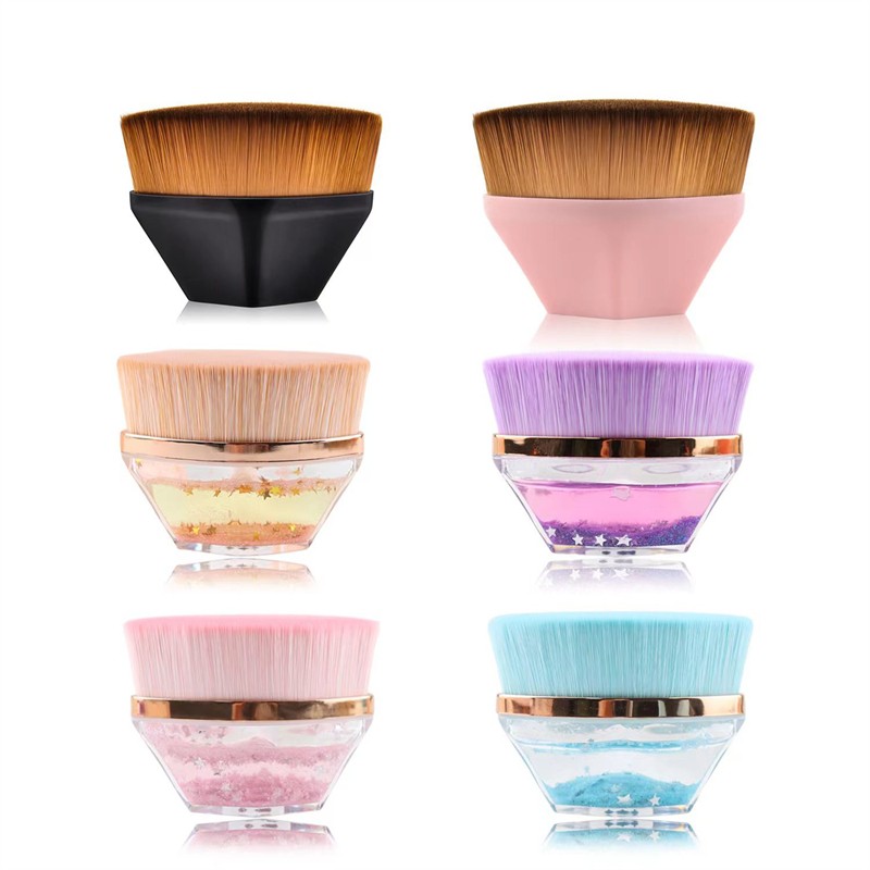 NO 55 Foundation Brush Natural Hair Makeup Brushes Custom Logo Single Flat Bottom Quicksand Makeup Brush with Protective Box