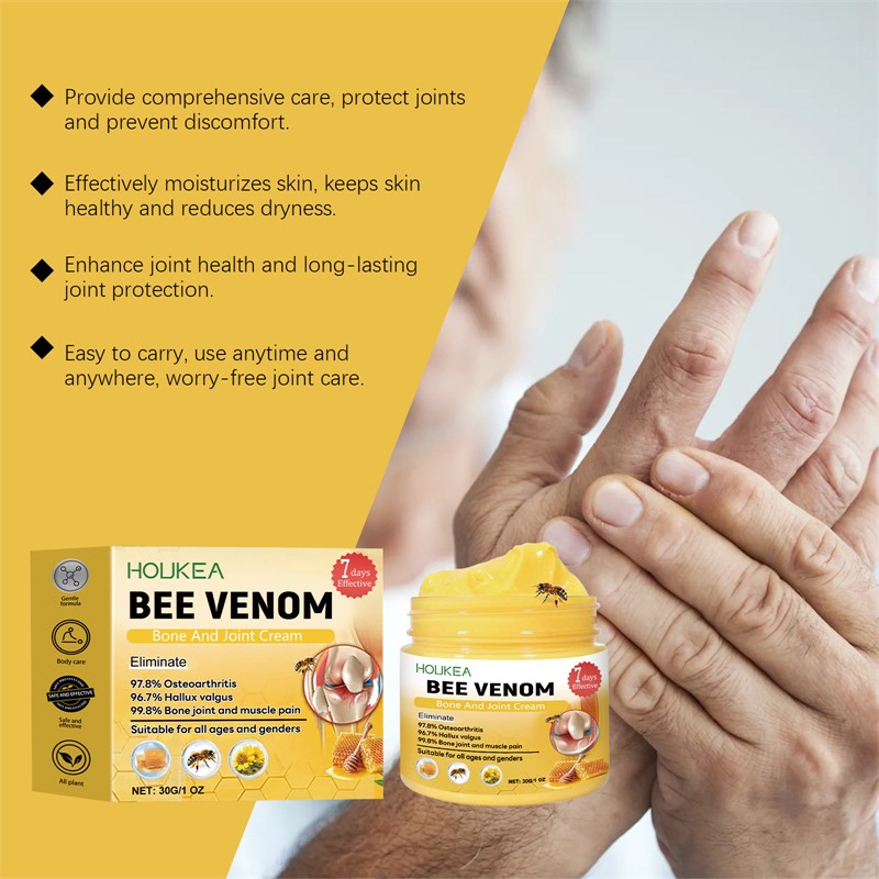 HOUKEA 30g Bee Venom Bone Joint Cream Moisturizing Nourishing Soothing Swelling Reducing Muscle Joint Pain Relief Cream