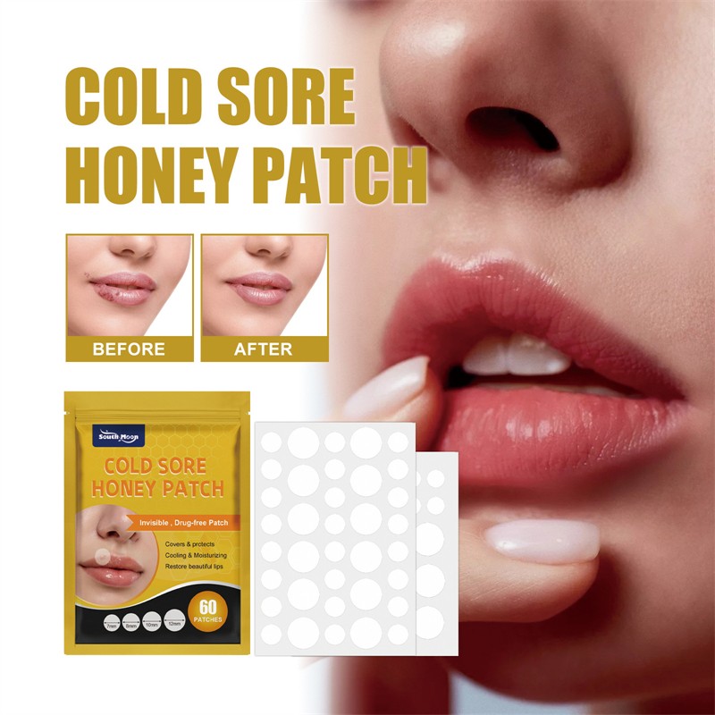 South Moon 60pcs Cold Sore Honey Patches Mouth Ulcer Herpes Abscess Swelling Long Bister Canker Relieving Patch