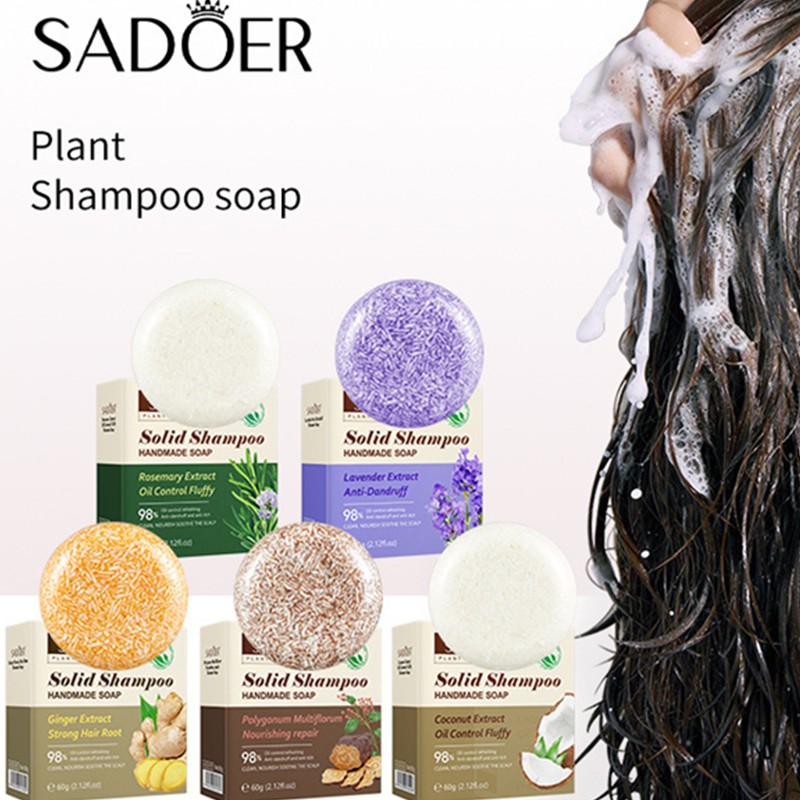 Sadoer Solid Shampoo Handmade Soap Cleansing Oil Controlling Dandruff Itchiness Removing Ginger Rosemary Lavender Hair Shampoo