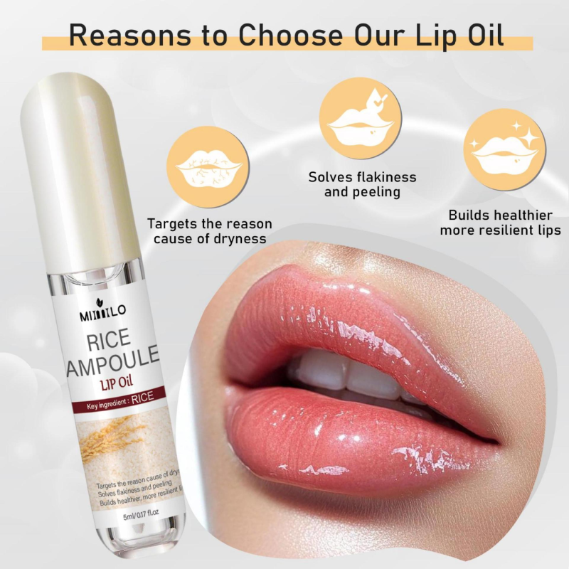 Moisturizing Liquid Lip Essence with Exfoliating Black Rice Ampoule Lip Scrub Soft Cream Rice Lip Oil