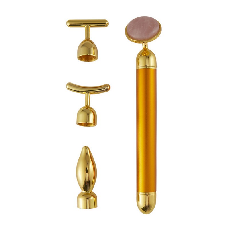 4 in 1 Electric Vibrating Jade Stone Roller Set with 4 Replaceable Heads Face Lifting Massager Stick 3d Roller and Gua Sha