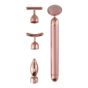 4 in 1 Electric Vibrating Jade Stone Roller Set with 4 Replaceable Heads Face Lifting Massager Stick 3d Roller and Gua Sha