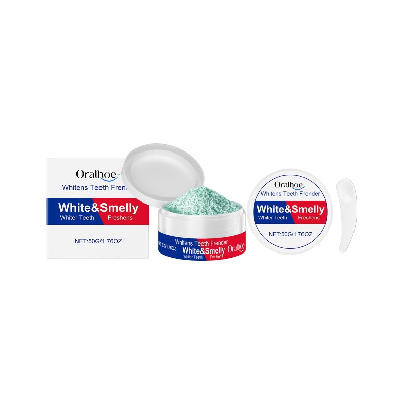 ORALHOE Whitens Teeth Frender Corn Starch Mint Extract Deep Cleaning Fresh Breath Tooth Powder Smooth Teeth With Spoon