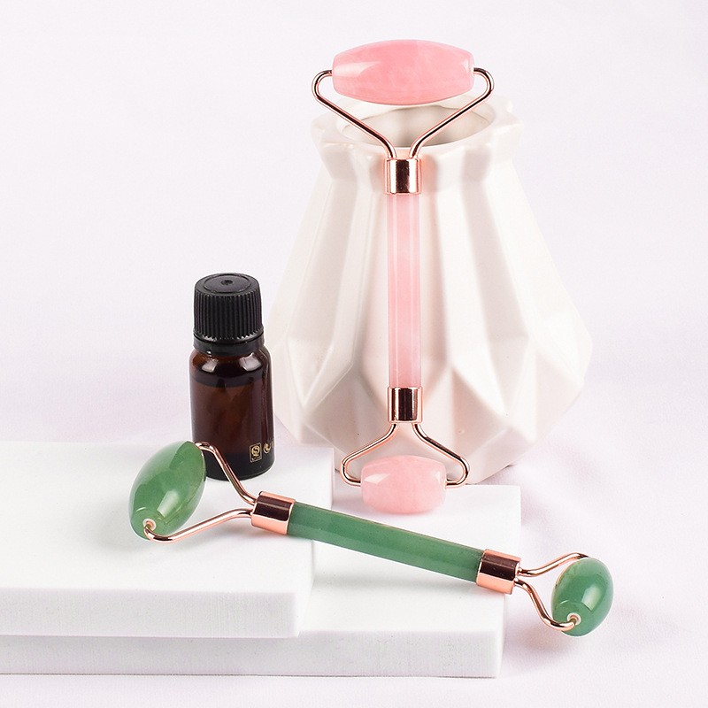 Honey Phoebe 2 in 1 White Jade Roller Lifting Firming Jade Facial Massage Roller Face Quartz Roller Custom logo