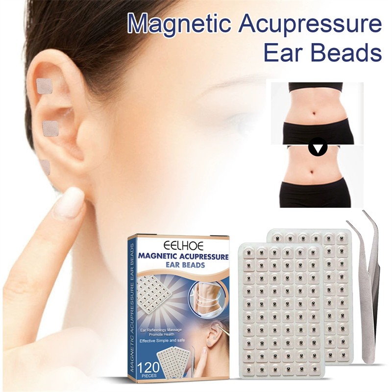 EELHOE 120 Patches Flaccid Skin Relieving Dark Circkles Wrinkles Removing Magnetic Acupressure Ear Beads Slimming