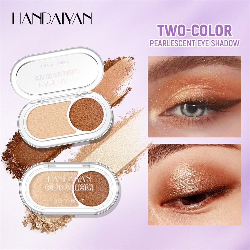HANDAIYAN Color Collision Two-tone Custom Logo Eyeshadow Palette Glitter Eye Makeup Wholesale