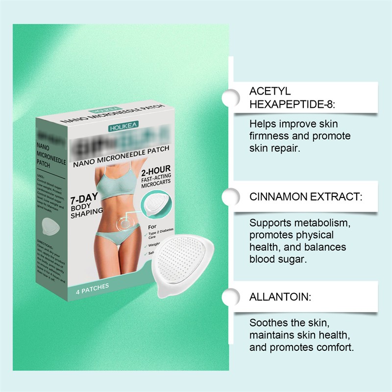 HOUKEA 4pcs Nano Microneedle Patches Blood Sugar Controlling Weight Reducing Patch