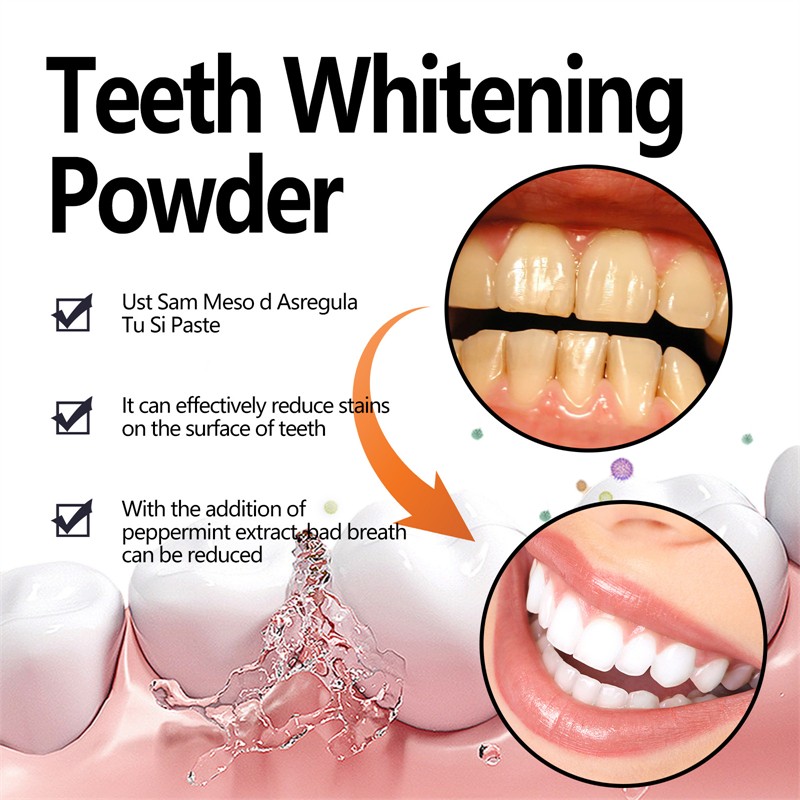 EELHOE 30g Activated Coconut Charcoal Teeth Whitening Powder Yellow Teeth Stains Bad Breath Removing Powder Whitener for Teeth