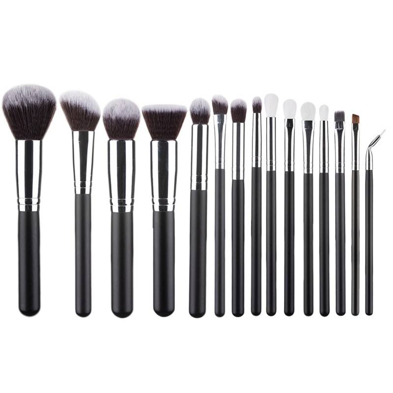 No logo 15 Pcs Cosmetics Make up Brush Set Custom High Quality Beauty Tool Blush Foundation Eyeshadow Brush Set with Bag