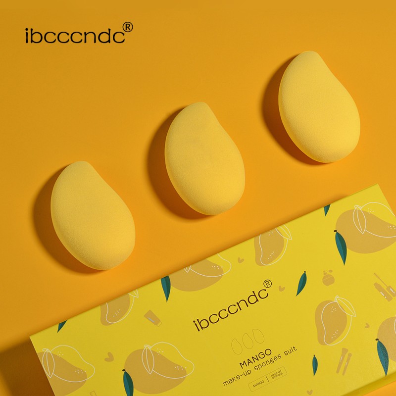 Ibcccndc 3pcs Small mango Make-up Egg Sponges Suit Puff Makeup Tool Set