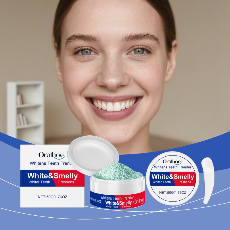 ORALHOE Whitens Teeth Frender Corn Starch Mint Extract Deep Cleaning Fresh Breath Tooth Powder Smooth Teeth With Spoon
