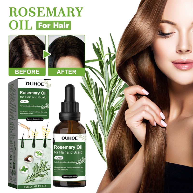 OUHOE 50ml Rosemary Essentiel Oil Moisturizing Strengthening Nourishing Repairing Loss Preventing Hair Oil for Hair and Scalp